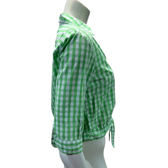 Tommy Hilfiger Green Gingham Tie Front Crop Top - Size 10 - Picture 4 of 8